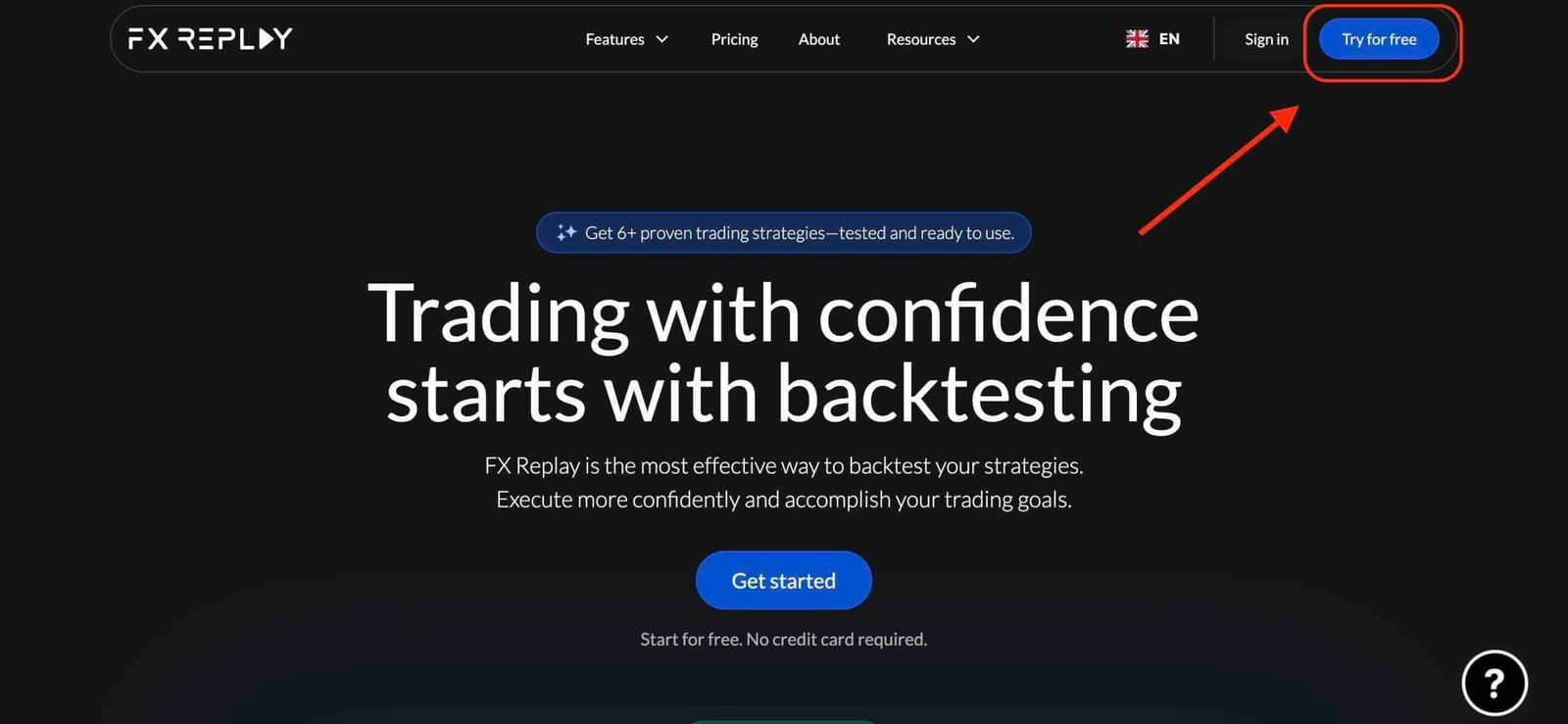 Step 1: Begin from the FX Replay Homepage