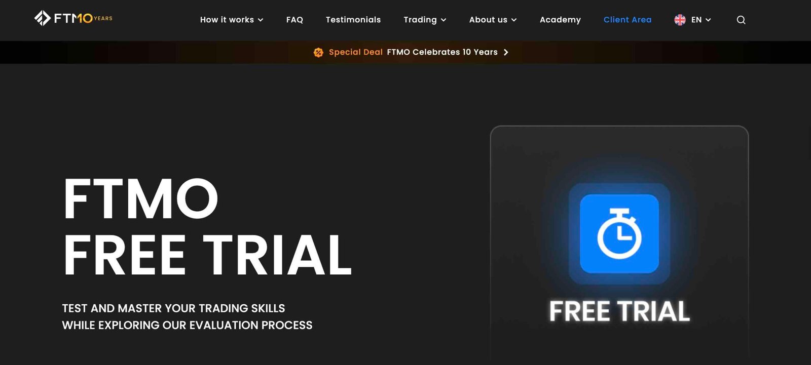 FTMO Free Trial Landing Page